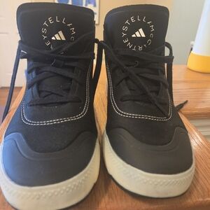 Stella McCartney for Adidas Black High-Top Sneakers with White Sole